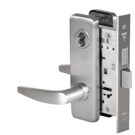 Best Grade 1 Dormitory Mortise Lock, 16 Lever, J Escutcheon, SFIC Housing Less Core, Satin Chrome Finish, 45H7T16J626